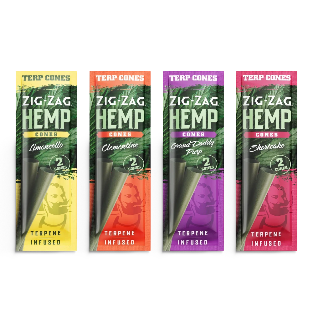 ZIG ZAG HEMP 2-PACK TERP CONES - DISPLAY OF 15