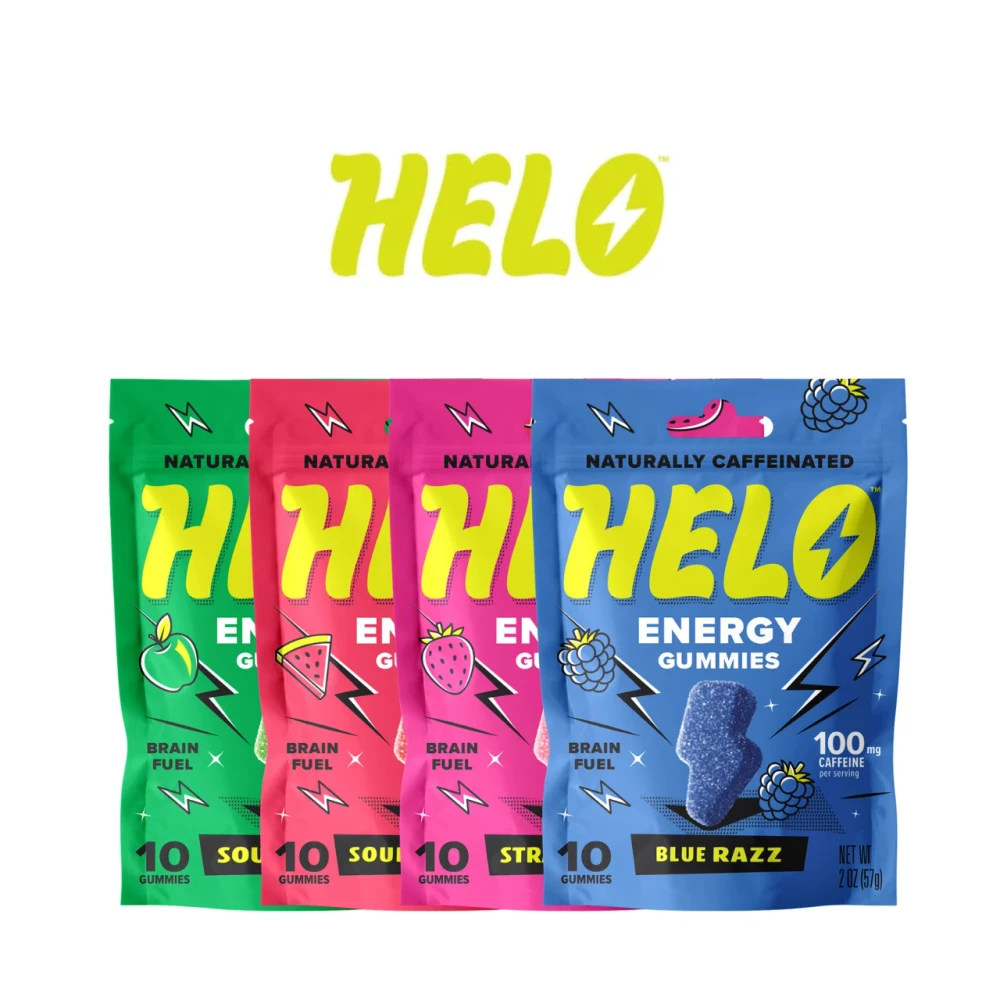 HELO 50MG CAFFEINE 10-PACK ENERGY GUMMIES - DISPLAY OF 10
