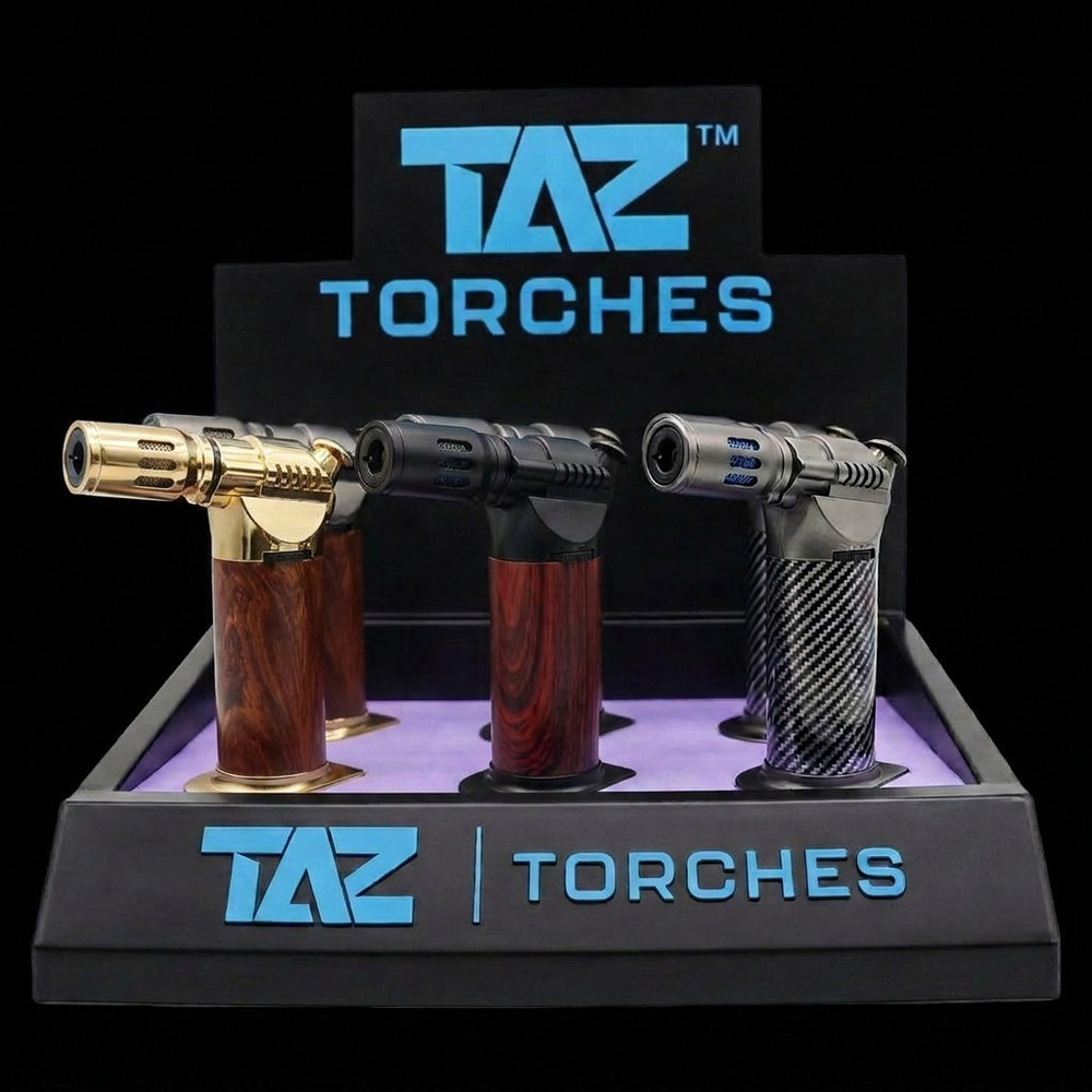 TAZ TALL BARREL TORCH LIGHTER - DISPLAY OF 4 (TAZ-1047)