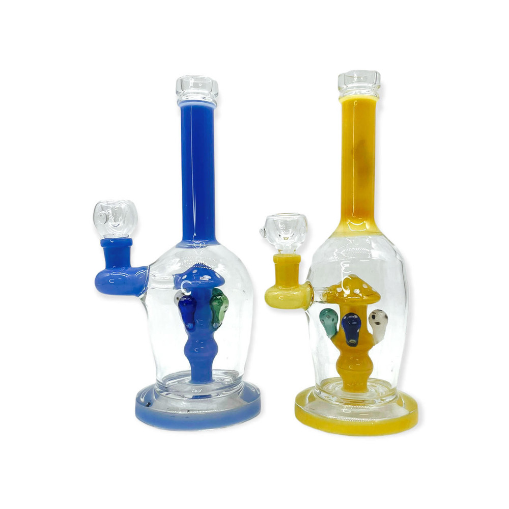  EGG SHAPED WATERPIPE WITH MUSHROOMS PERC 11" (WP001170) 