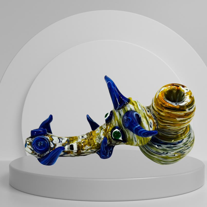 DRAGON MOUTH TUBED MIX COLOR PREMIUM BUBBLER 9"