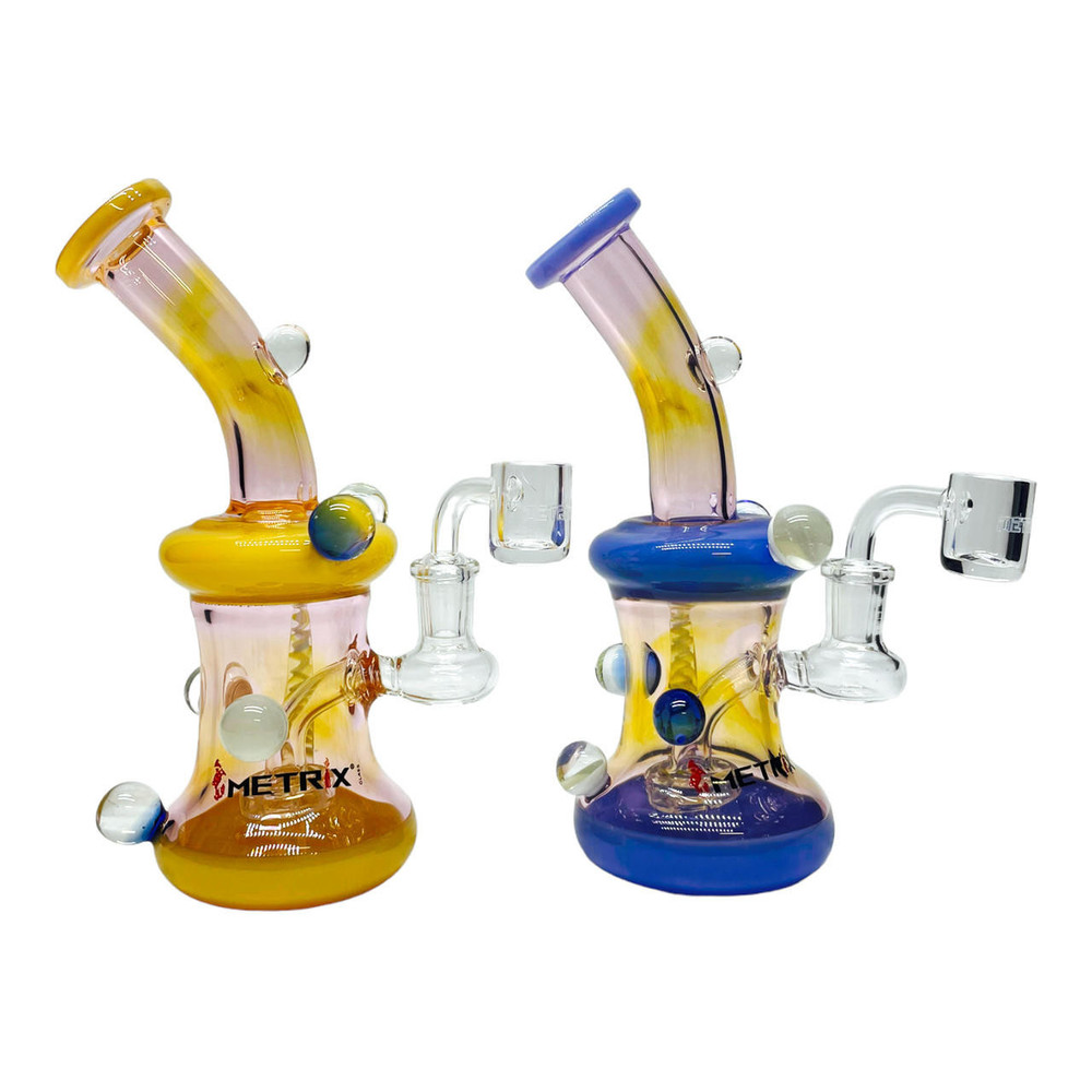 METRIX MULTI MARBLE WITH SIDE HORN & DISC PERC WATERPIPE 8" 