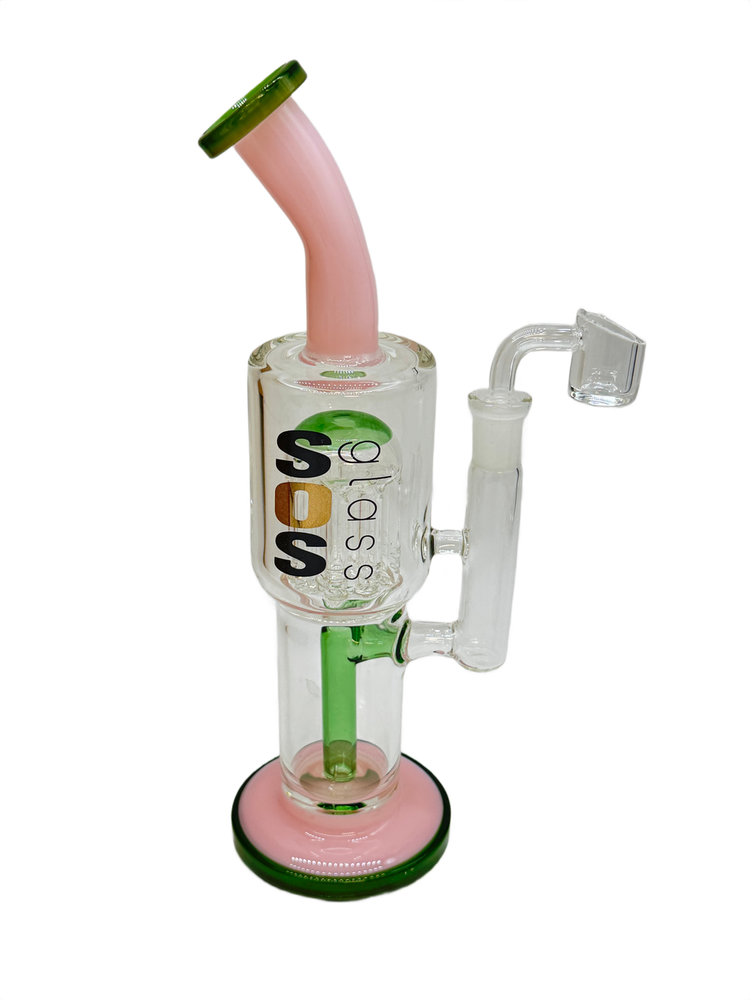 SOS GLASS STRAIGHT HEAVY TREE PERC WATERPIPE 10"