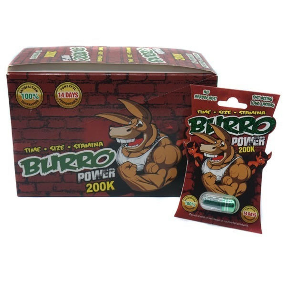  BURRO - 200K ALL NATURAL SUPPLEMENT FOR MEN - 1 CAPS PER PACK - DISPLAY OF 24 PACKS 