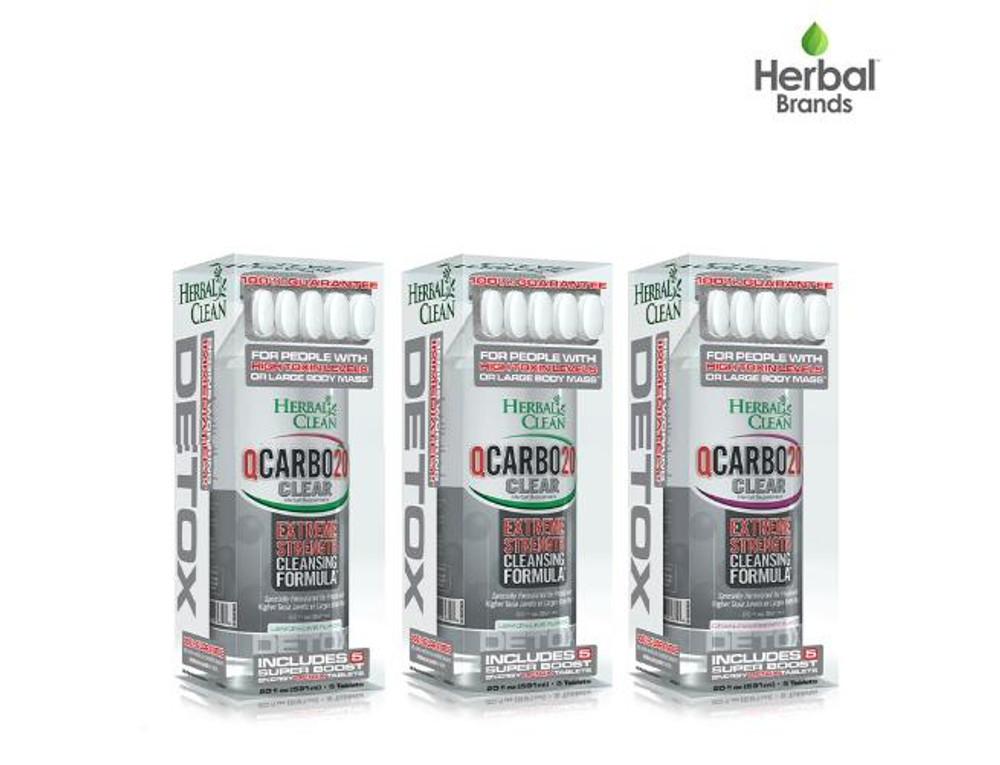  HERBAL CLEAN QCARBO CLEAR DETOX - 20 OZ - WITH 5-TABLETS 