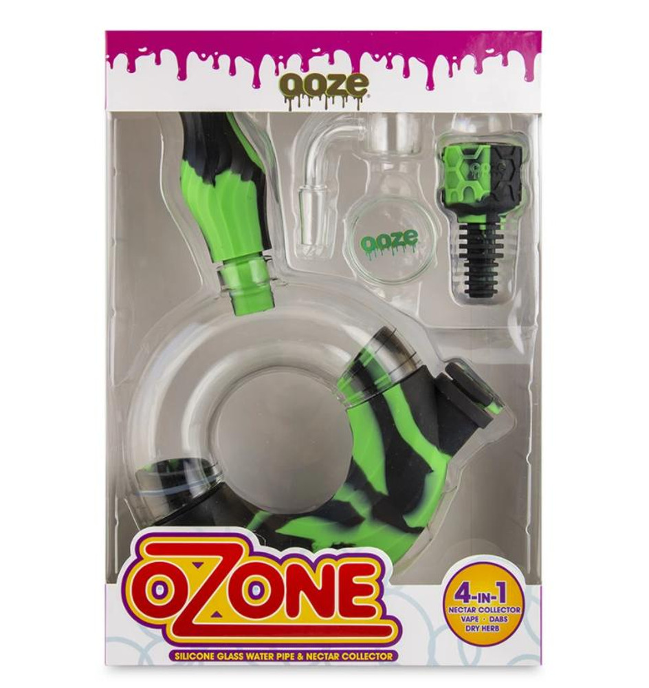  OOZE OZONE SILICONE WATERPIPE & NECTAR COLLECTOR  - MIXED COLORS (WP1004) 