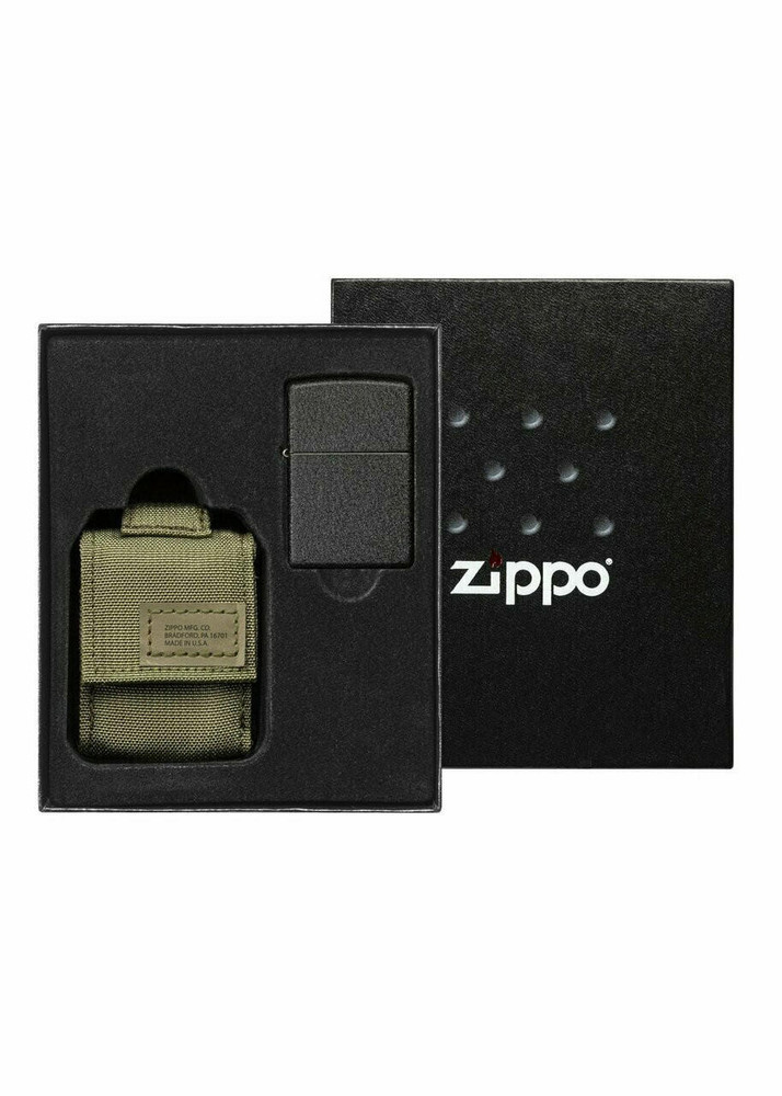  ZIPPO - TACTICAL POUCH & BLACK CRACKLE WINDPROOF LIGHTER GIFT SET - 1CT 