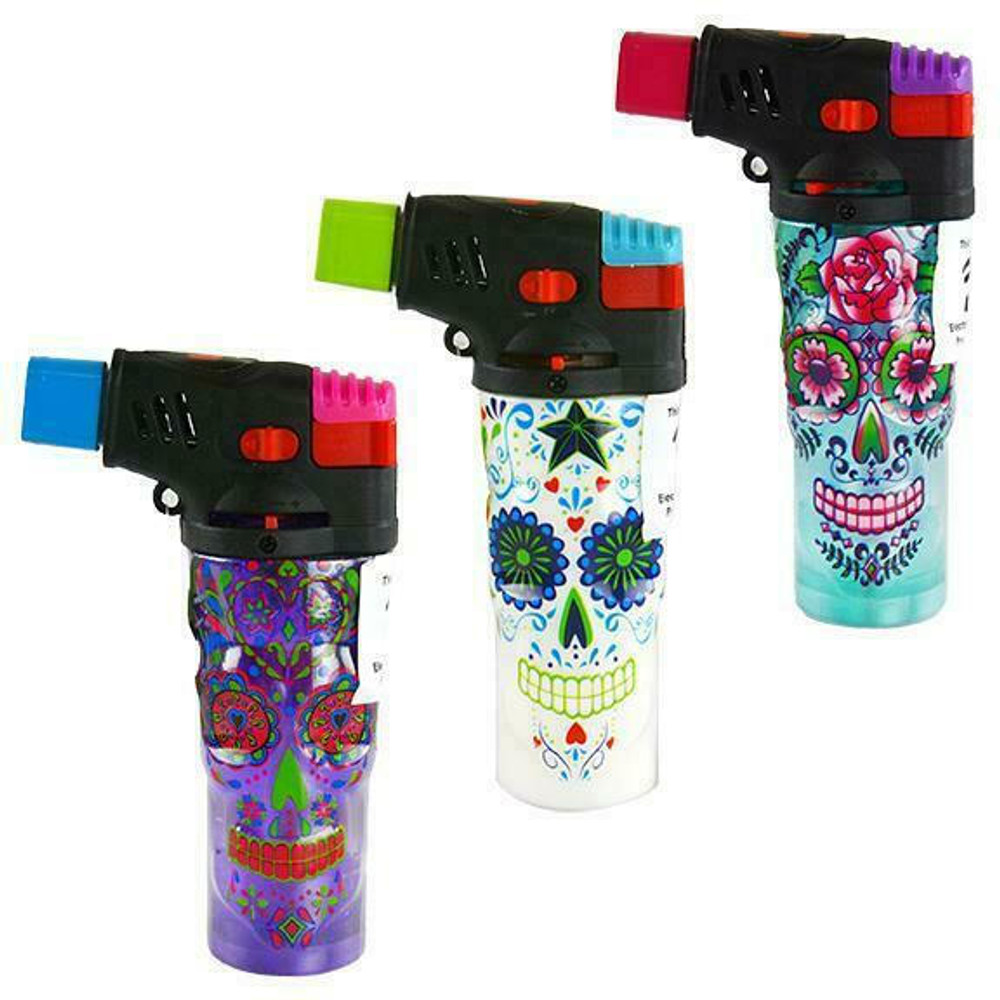 SMOKEZILLA MOLDED SUGAR SKULL XXL TORCH - SMOKE ZILLA - DISPLAY OF 6CT 