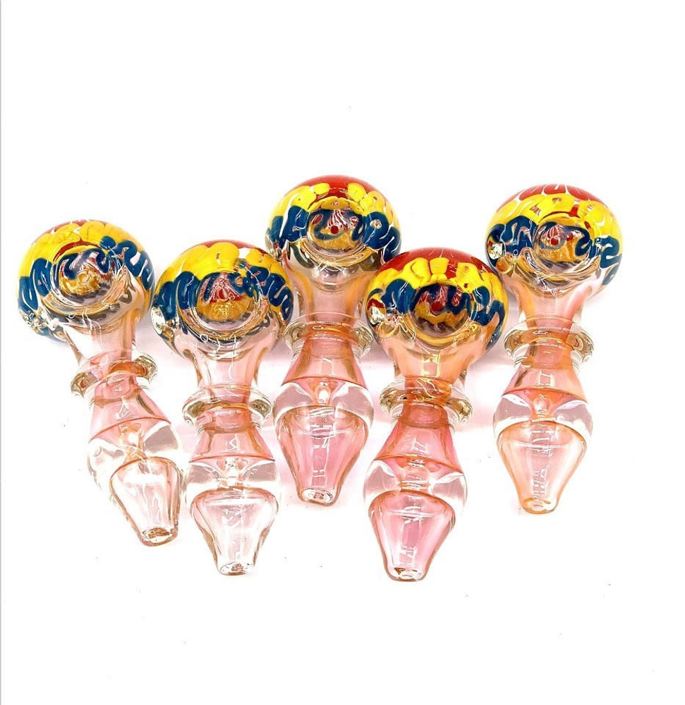  GOLD FUME HANDPIPE WITH RESTRICTION MOUTHPIECE 5" (HP836) BAG OF 5 