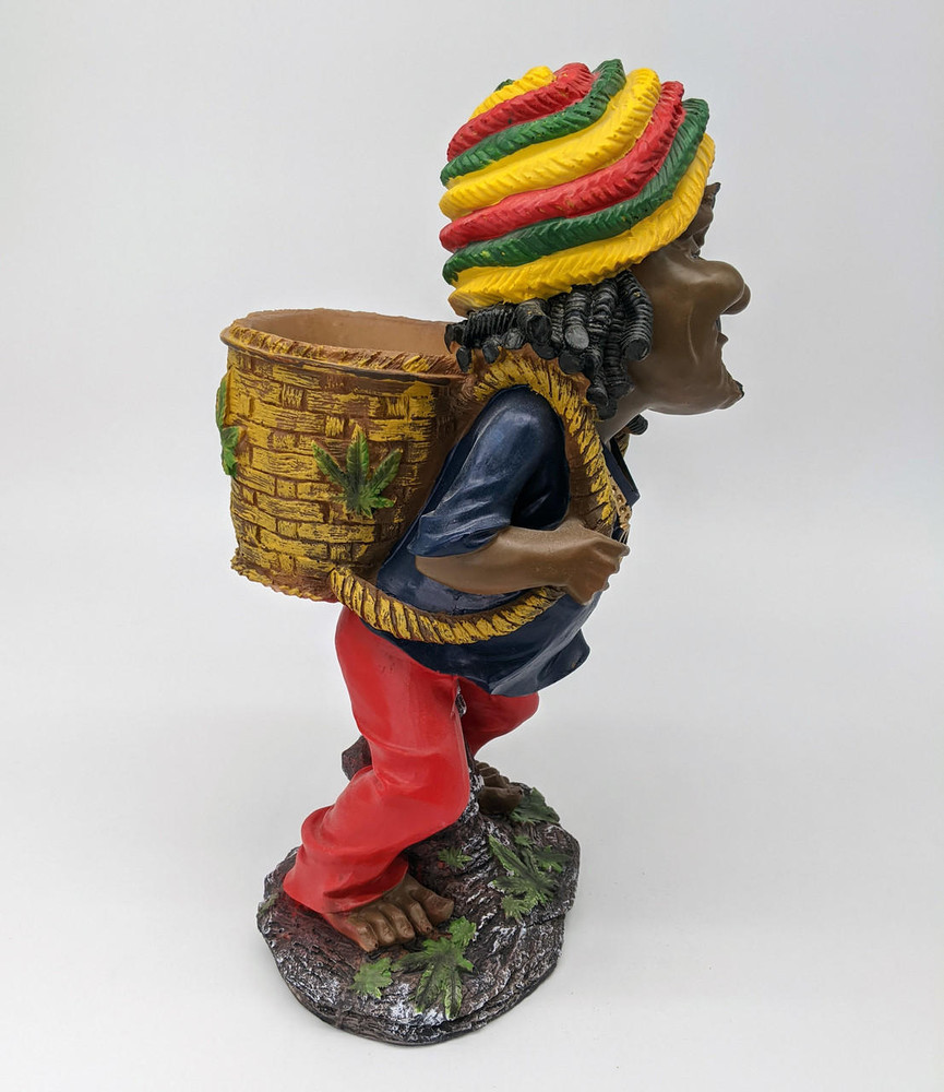  LARGE HAPPY JAMAICAN MAN WITH BASKET ASHTRAY 16" (LT156) 
