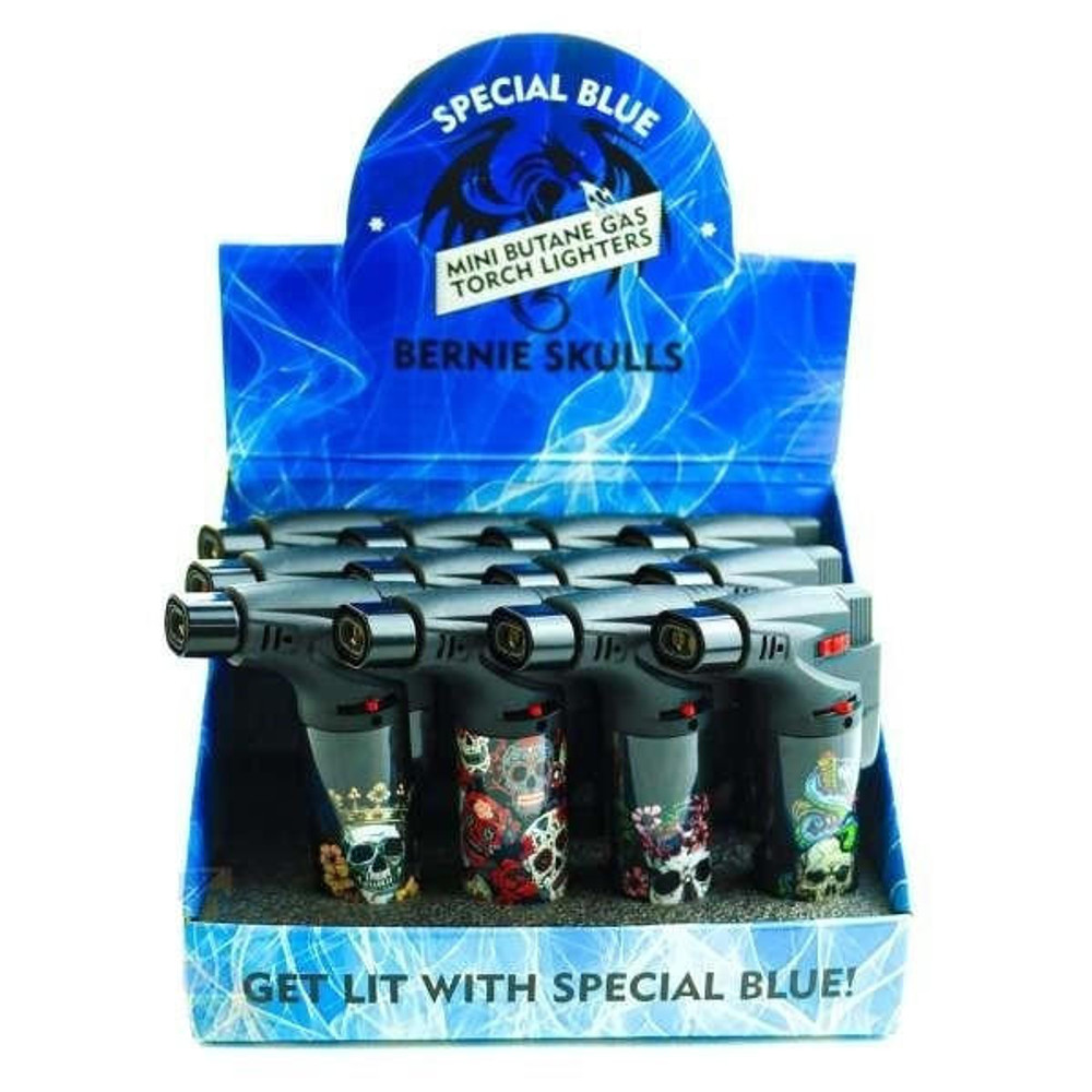  SPECIAL BLUE BERNIE SKULL TORCH DISPLAY - 12CT 