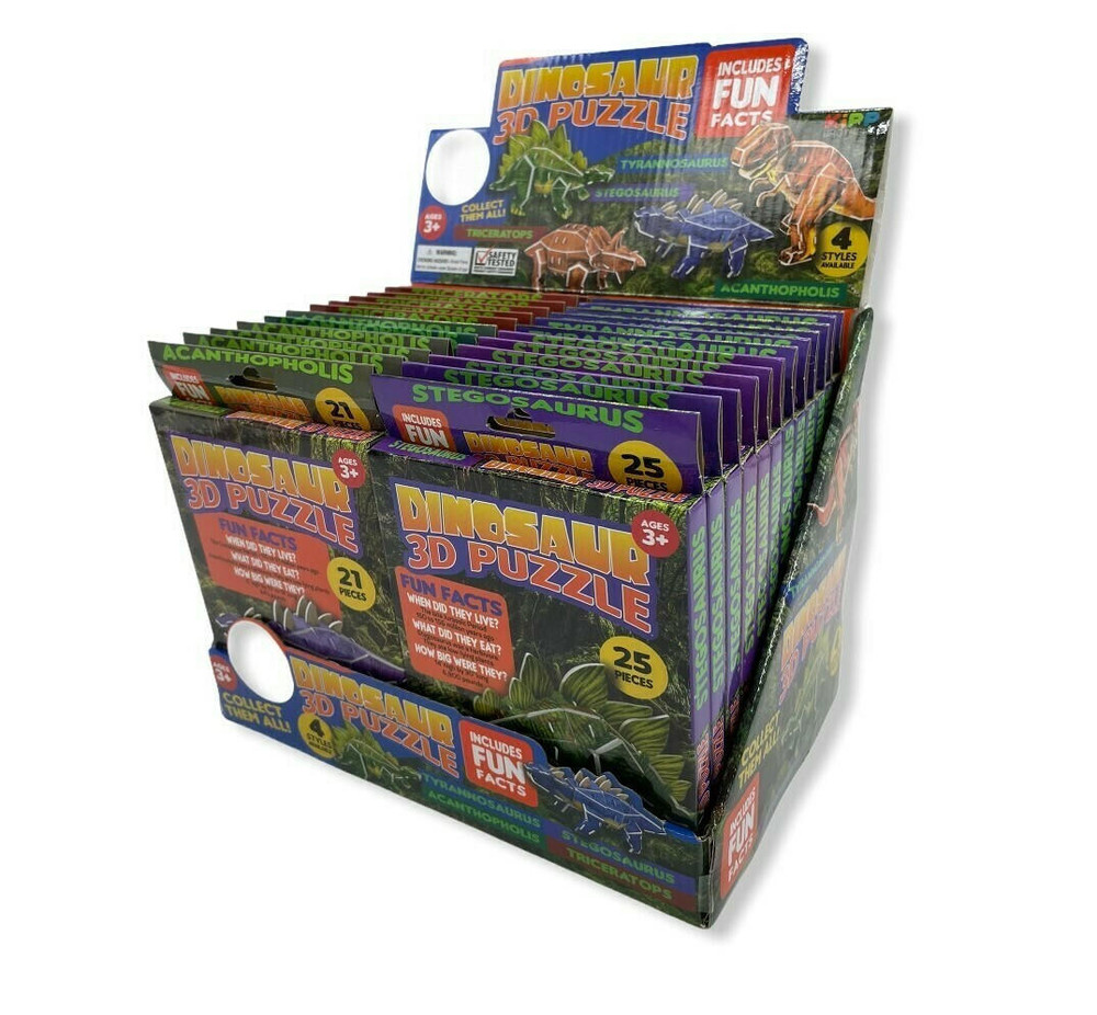 SMOKEZILLA KIPP BROTHERS - 3D DINOSAUR PUZZLES DISPLAY - 24CT 