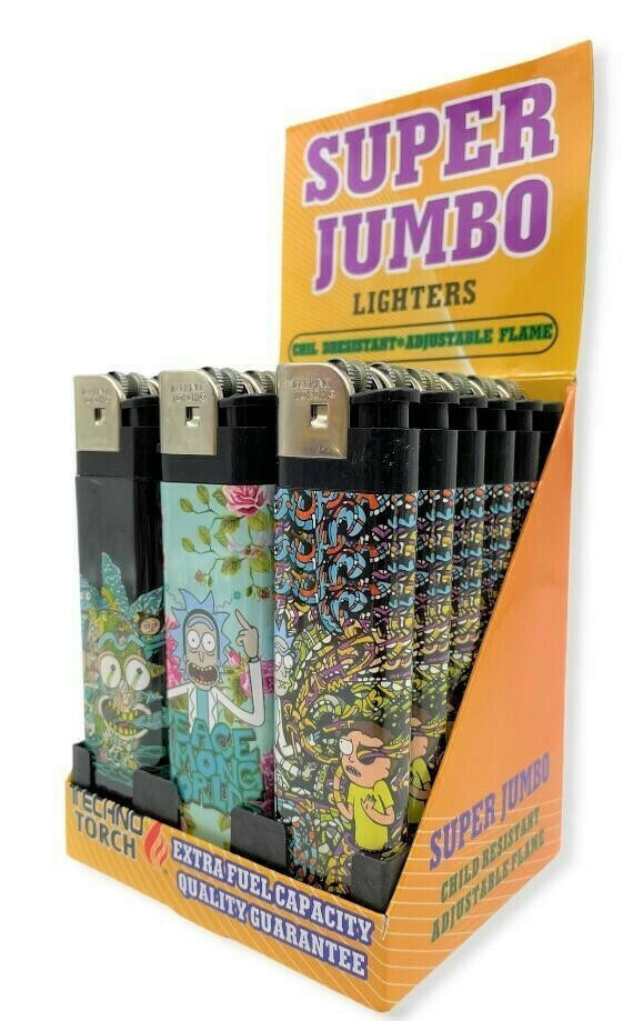  TECHNO TORCH - SUPER JUMBO LIGHTER DISPLAY 6" - 18CT 