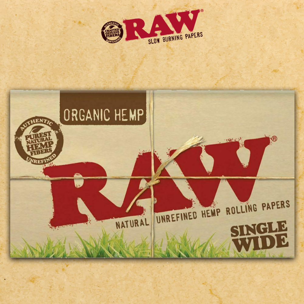 RAW ORGANIC HEMP SINGLE WIDE ROLLING PAPERS - 25CT