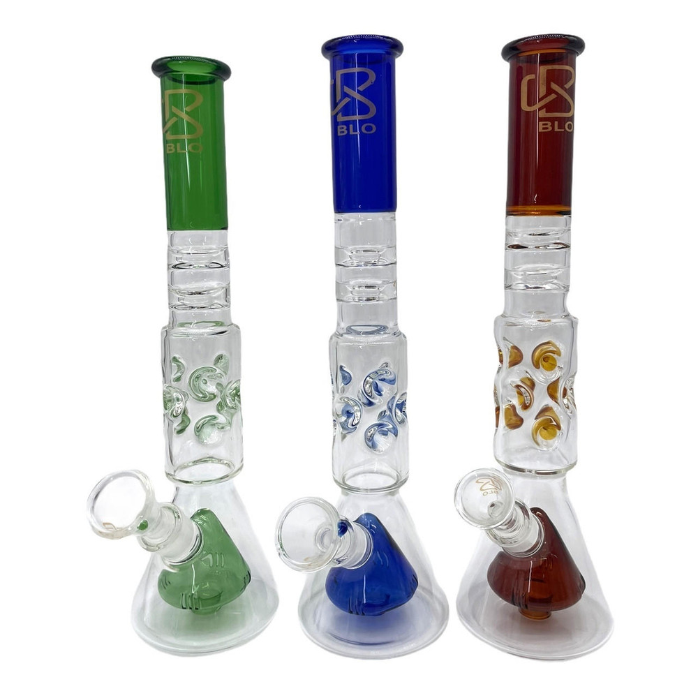  BLO BEAKER WITH FABERGE EGG PERC MIXED COLORS WATERPIPE 14" (WP008400) 