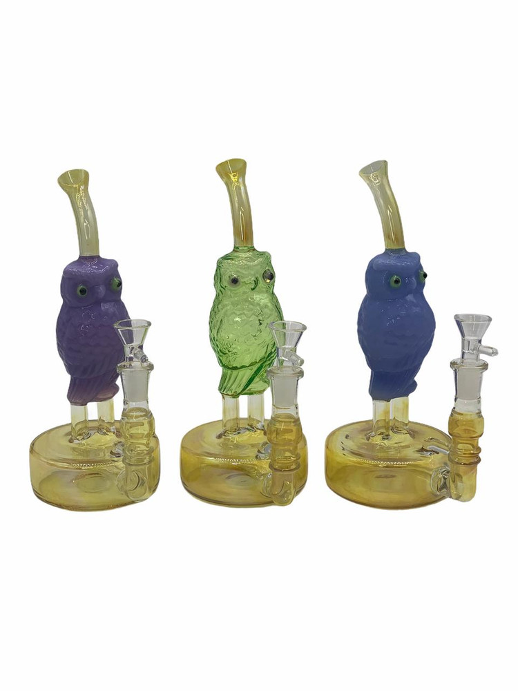  OWL WATERPIPE WITH ROUND BASE 9"- ASSORTED COLOR (WP009700) 