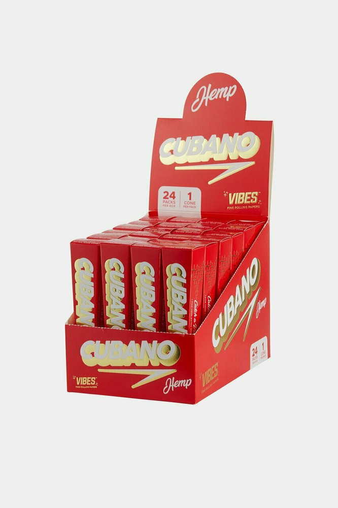  VIBES CUBANO HEMP CONES - RED - DISPLAY OF 24CT 