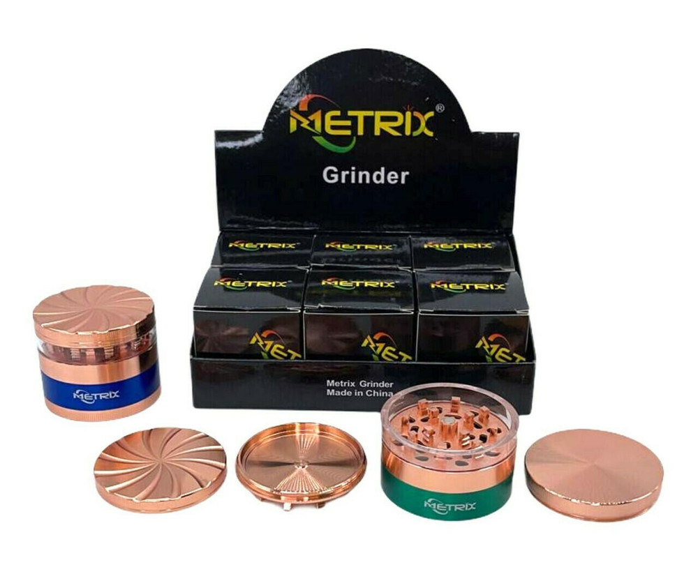 METRIX G-37 63MM 4 LAYERS MIXED COLOR GRINDER - DISPLAY OF 6CT
