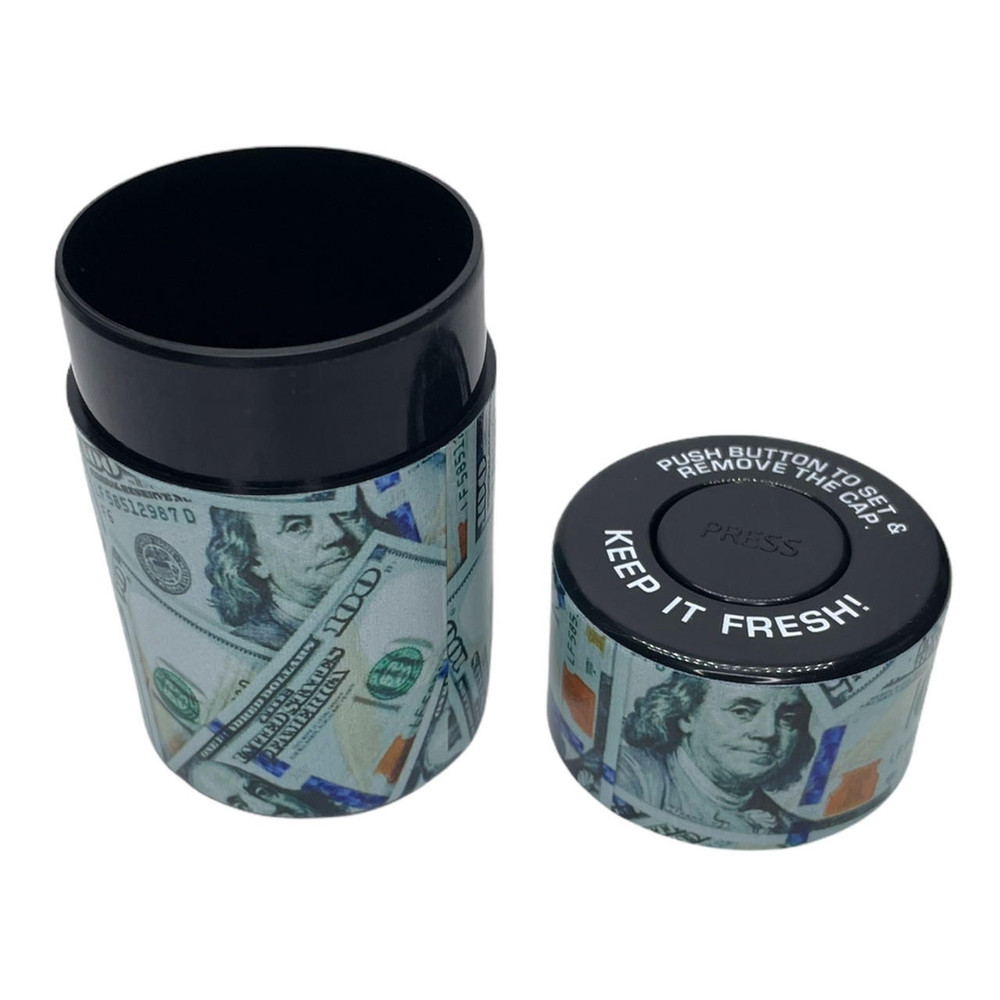 DOLOR BILL PLASTIC SEALED JARS WITH BUTTON ON TOP - DISPLAY OF 6CT