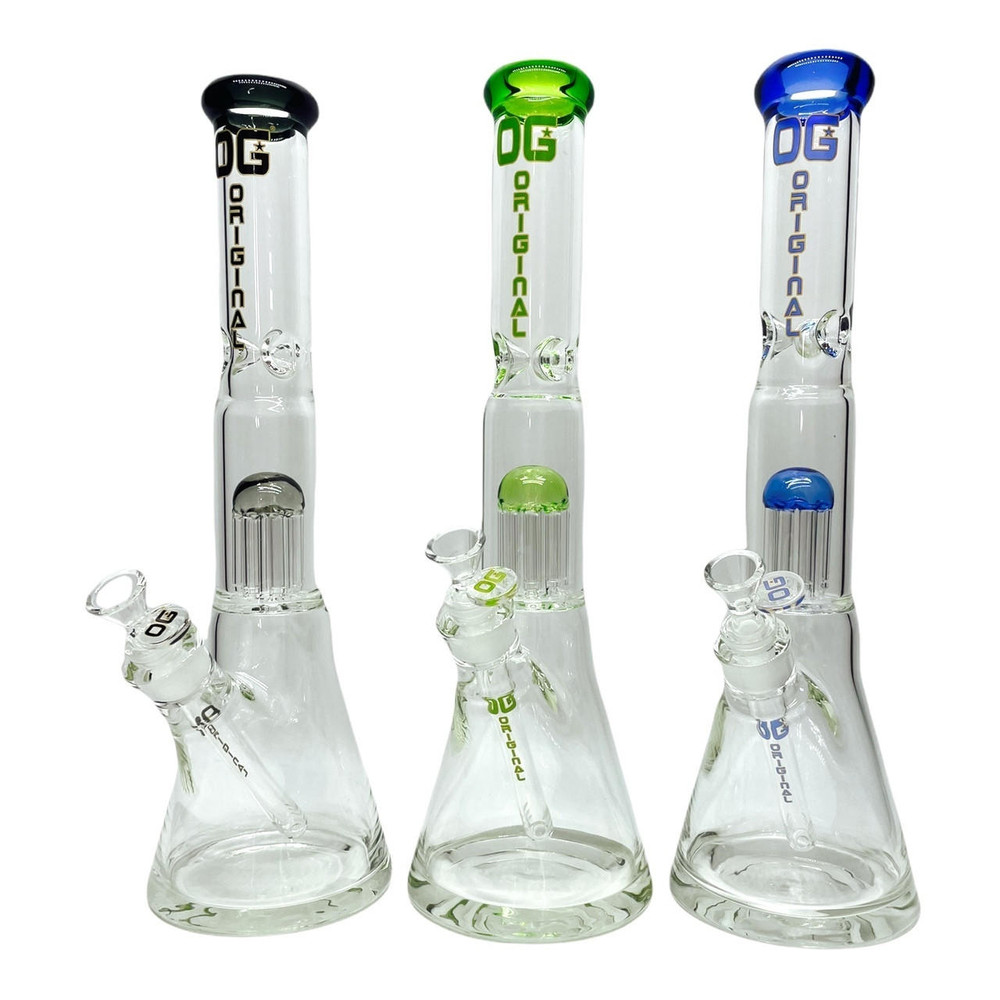 OG GLASS BEAKER WITH 8 ARM PERC ASSORTED COLOR WATERPIPE 14 WP100265
