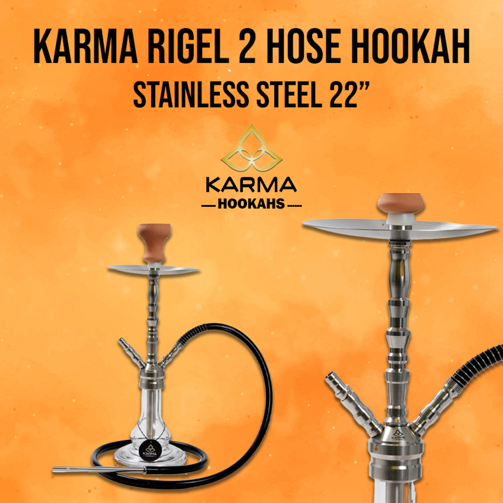 KARMA RIGEL 2 HOSE HOOKAH - STAINLESS STEEL 22 HOOKAH199