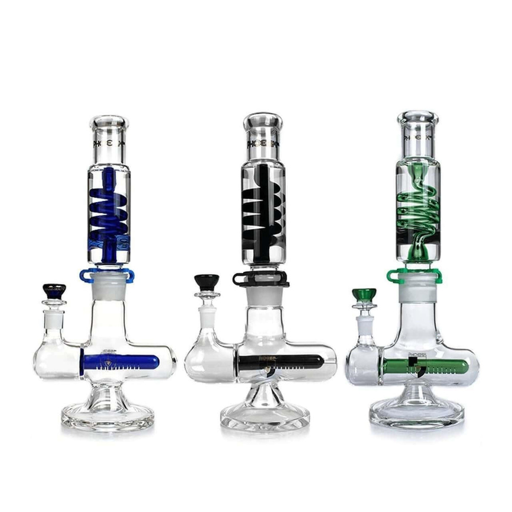 PHOENIX FREEZABLE COIL BONG DOUBLE INLINE PERC WATERPIPE 14 - ASSORTED COLOR