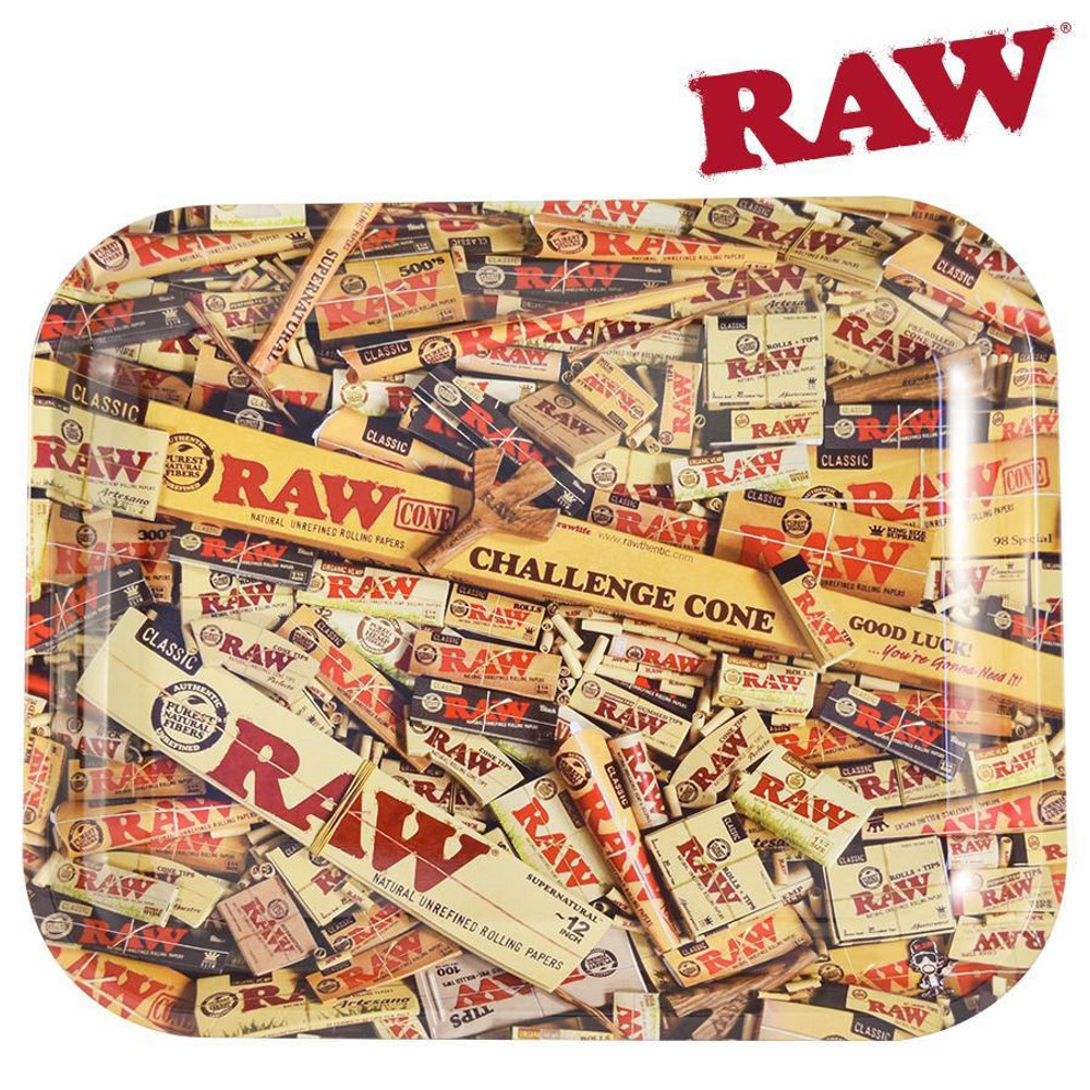  RAW LARGE PAPERS/TIPS METAL ROLLING TRAY (RAW-TRAY10) 