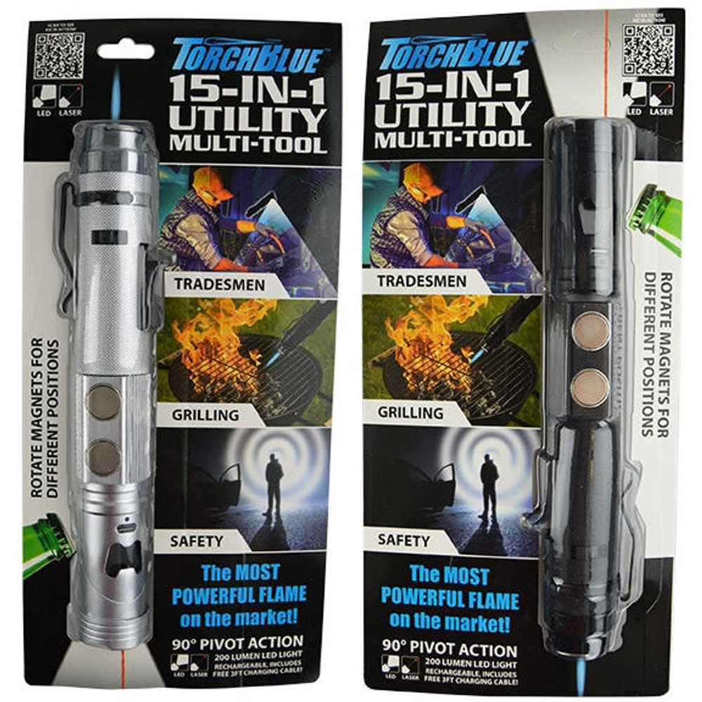 TORCH BLUE - METAL TORCH 15 IN 1 UTILITY MULTI TOOL - 6CT DISPLAY