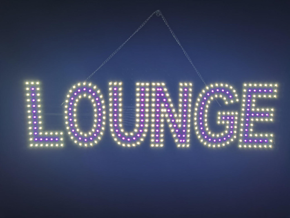 LED LOUNGE SIGN 8x30 WHITE/PURPLE