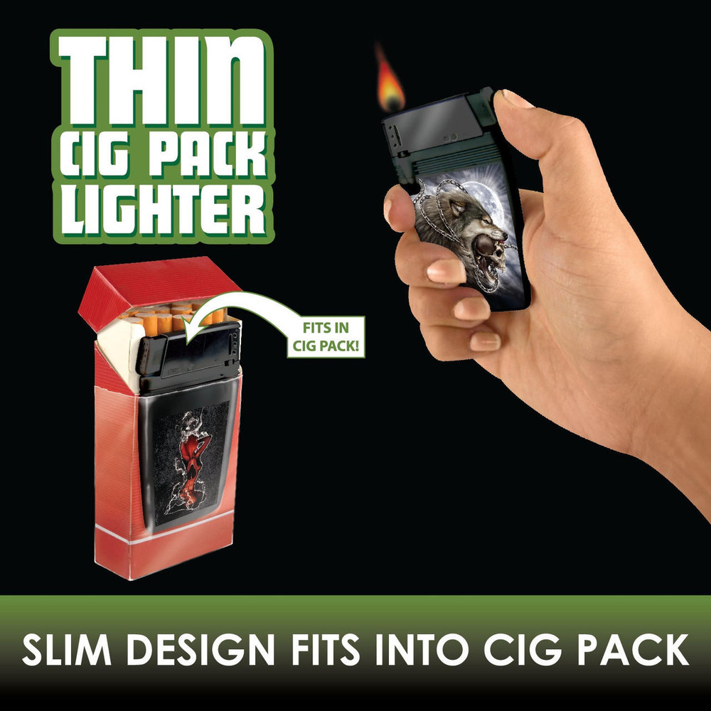 SMOKEZILLA - MIXED DESIGN THIN CIGARETTE PACK LIGHTER - 16CT DISPLAY