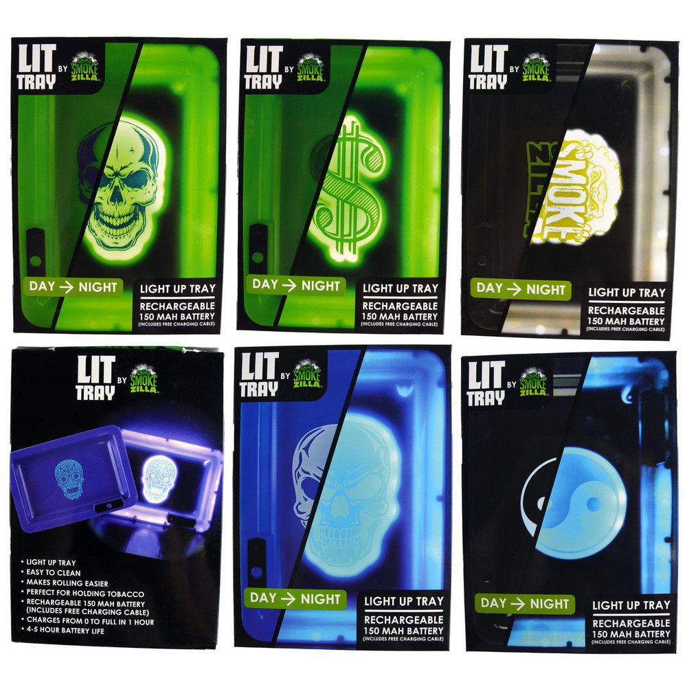 SMOKEZILLA - LIGHT UP ROLLING TRAY - 6CT DISPLAY