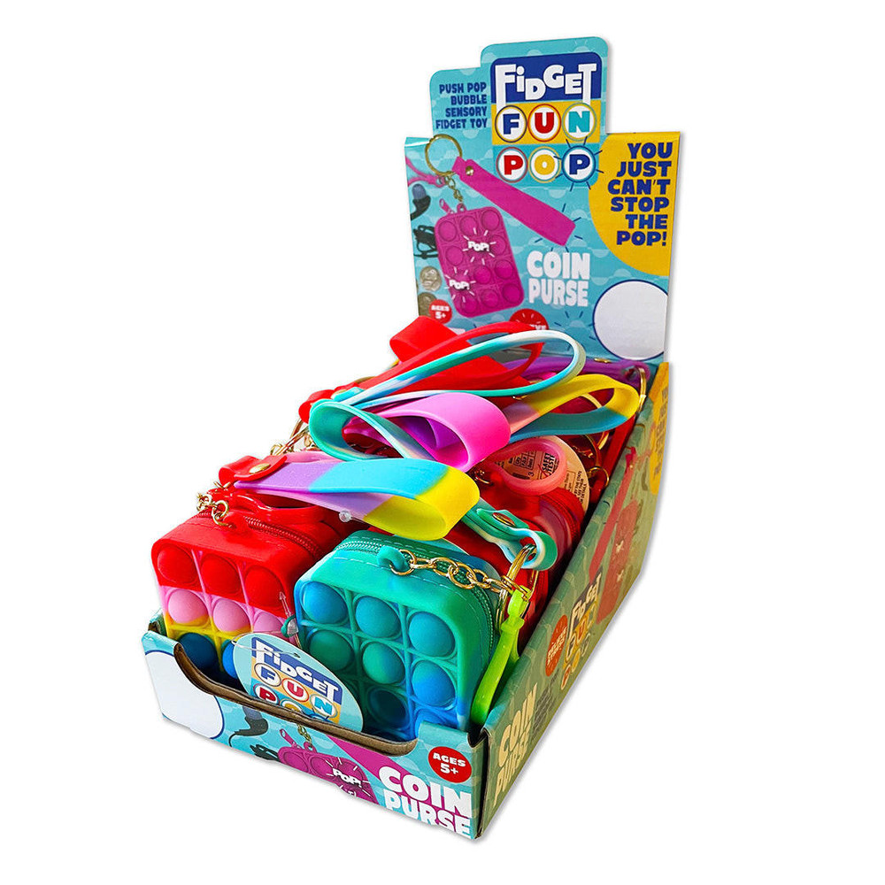 FIDGET FUN POP COIN PURSE - DISPLAY OF 12CT