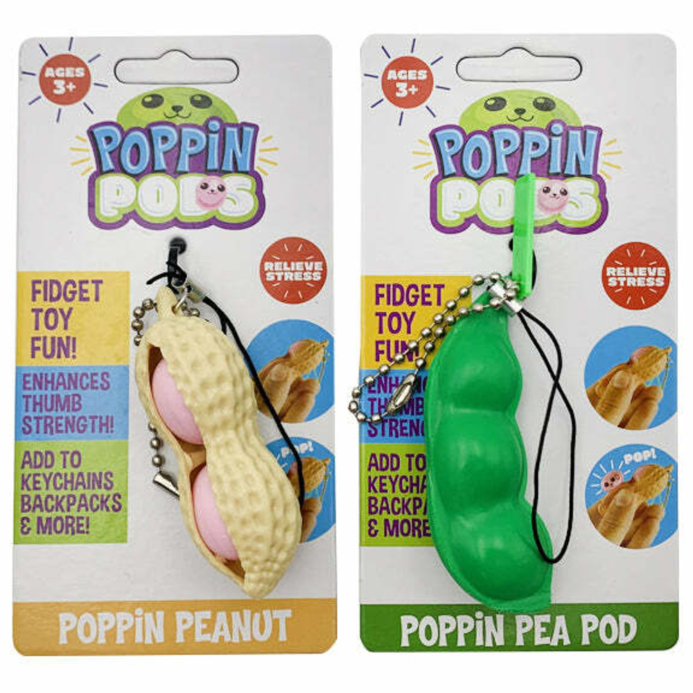 FIDGET STRING BEANS POPPIN PODS - DISPLAY OF 24CT