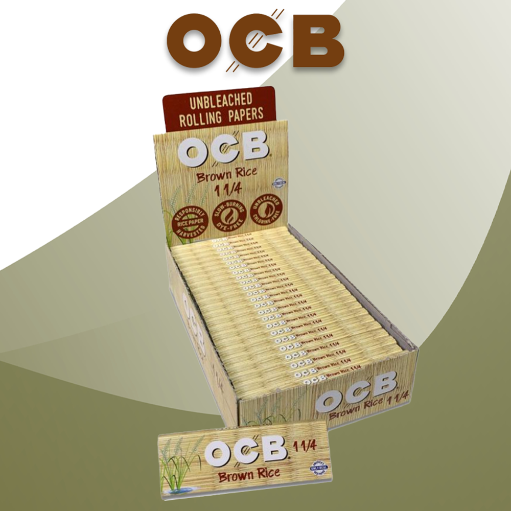 OCB BROWN RICE 1 1/4 ROLLING PAPERS - 24CT DISPLAY