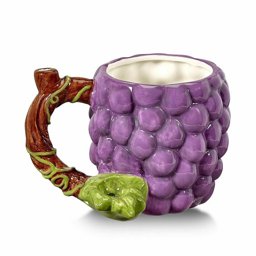 GRAPES CERAMIC MUG HANDPIPE - 1CT