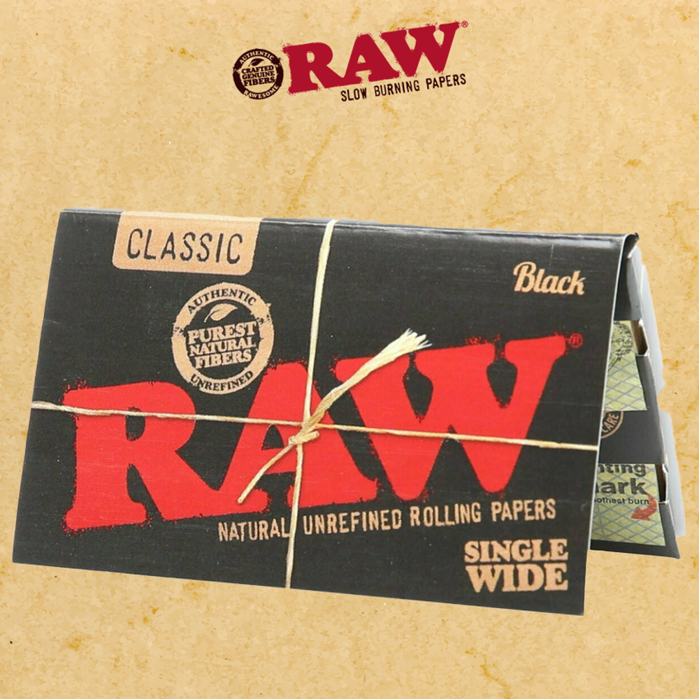 RAW BLACK SINGLE WIDE PAPER - 25CT (RAW43)