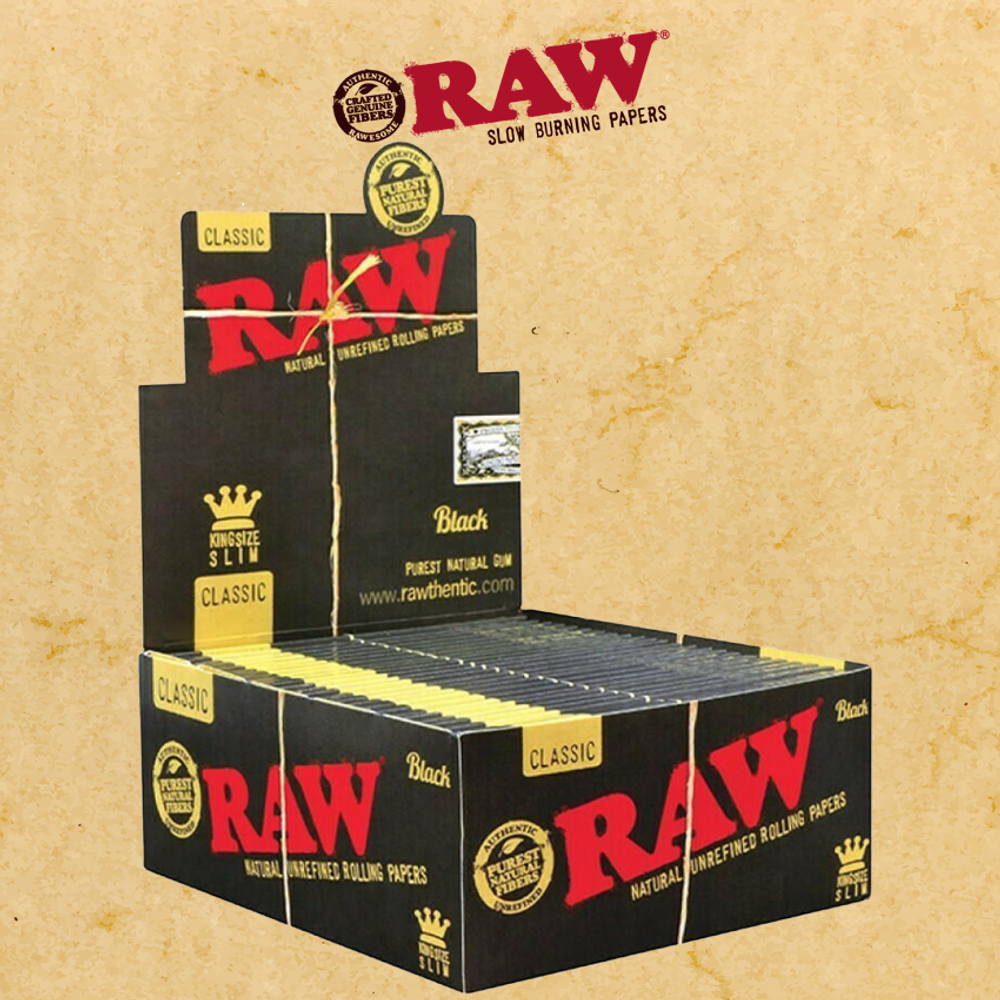 RAW BLACK KING SIZE SLIM PAPER - 50CT (RAW44)