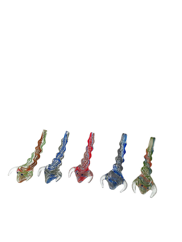 SCORPION SHAPED ASSORTED COLOR HANDPIPE 5 - BAG OF 5CT