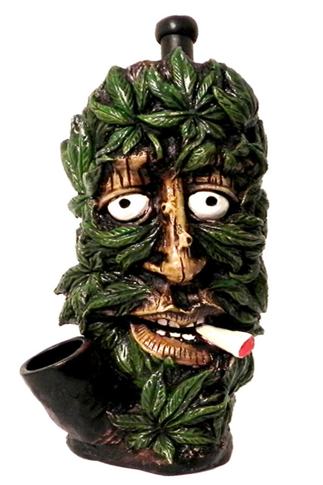 HAND CRAFTED LEAF FACE HANDPIPE 4