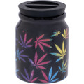 FUJIMA 3.75IN LARGE CERAMIC STASH JAR - WEED LEAFS