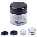 4 PART ALUMINUM GRINDER WITH CLEAR PLASTIC BODIES - ASSORTED COLOR - 6CT
