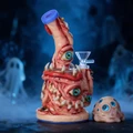 GLOW IN THE DARK MULTI EYES MONSTER HEAVY WATERPIPE 8"