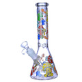 COLORFUL PREMIUM LIGHT IN THE DARK BEAKER GLASS WATERPIPE 10"