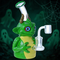 GREEN MONSTER ALIEN GLASS WATERPIPE 7"