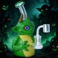 GREEN MONSTER ALIEN GLASS WATERPIPE 7"