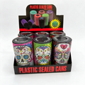 PLASTIC SEALED CANS PRINTED DESIGN - DISPLAY OF 6