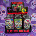 PLASTIC SEALED CANS PRINTED DESIGN - DISPLAY OF 6