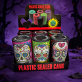 PLASTIC SEALED CANS PRINTED DESIGN - DISPLAY OF 6
