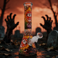 CREEPY ZOMBIE ART GLASS BEAKER WATERPIPE 10"