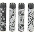 FESTIVAL BY BASIX LIGHTERS BLACK and WHITE PATTERNS - DISPLAY OF 48CT